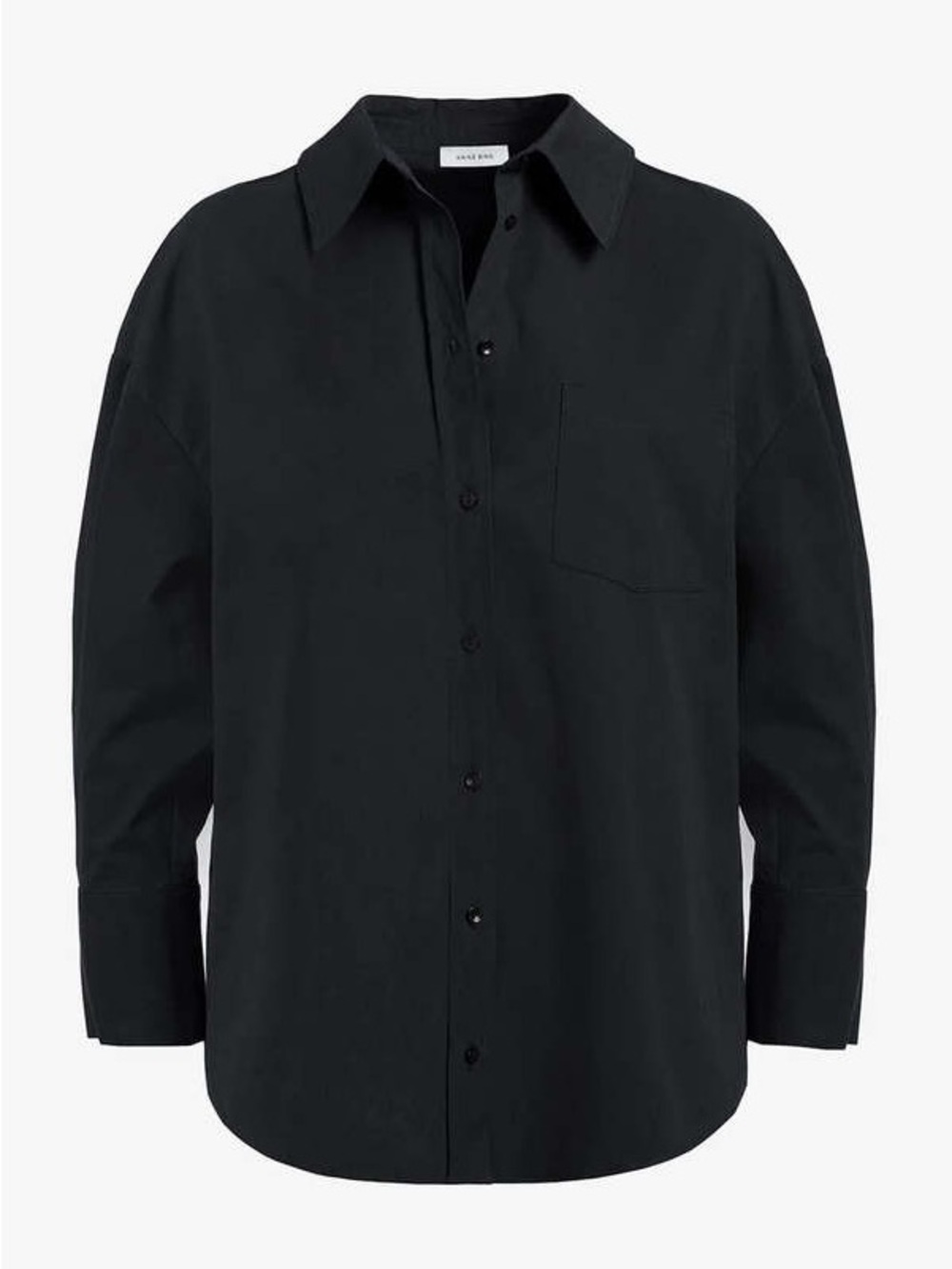 Anine Bing Mika 100% Cotton Black Button-Down Shirt
